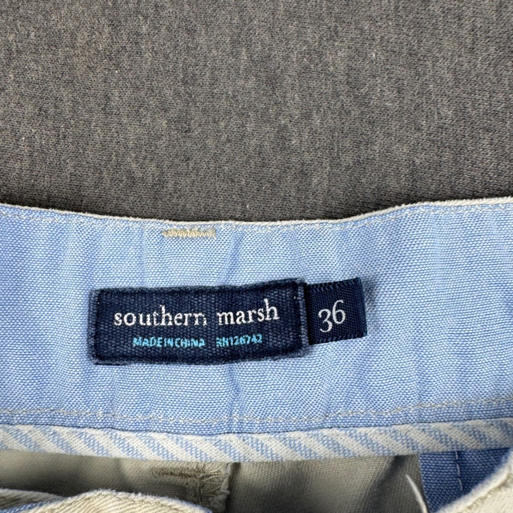 Southern Marsh Mens Khaki Chino Shorts Tan Cotton Twill Size 36 Flat Front 7in - Picture 6 of 10
